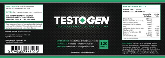 les ingredients de testogen - booster de testosterone